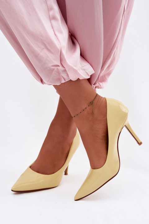 Classic Patent Leather High Heels From Faux Leather Yellow Odira