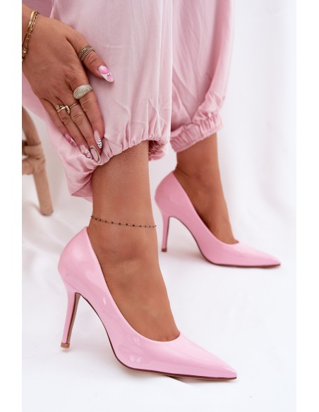 Classic Patent Leather High Heels Pink Imitation Leather Odira