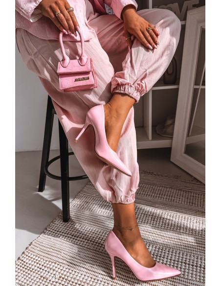 Classic Patent Leather High Heels Pink Imitation Leather Odira