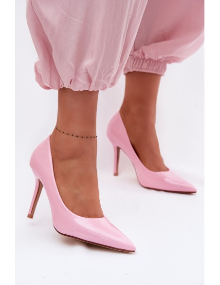 Classic Patent Leather High Heels Pink Imitation Leather Odira