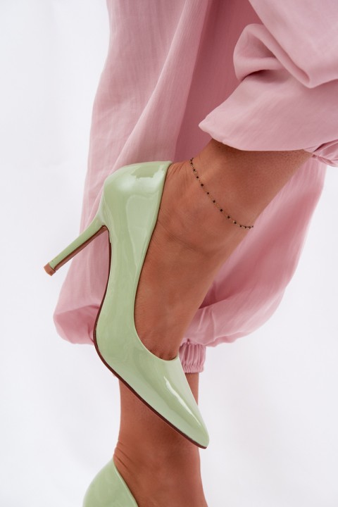 Classic Patent Leather High Heels From Faux Leather Green Odira