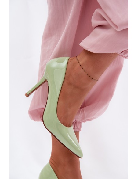 Classic Patent Leather High Heels From Faux Leather Green Odira