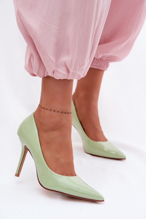 Classic Patent Leather High Heels From Faux Leather Green Odira