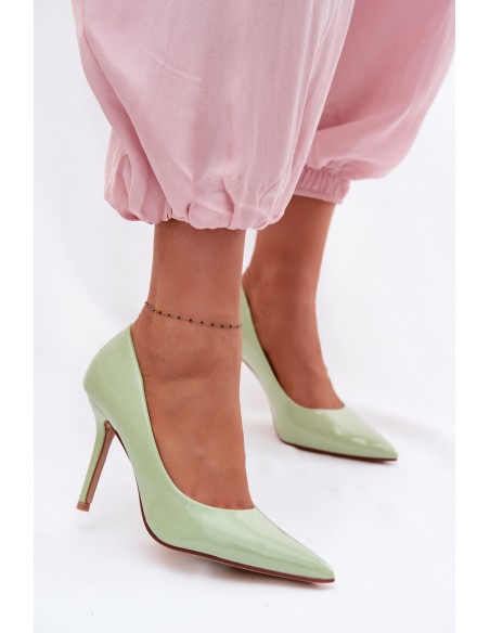 Classic Patent Leather High Heels From Faux Leather Green Odira