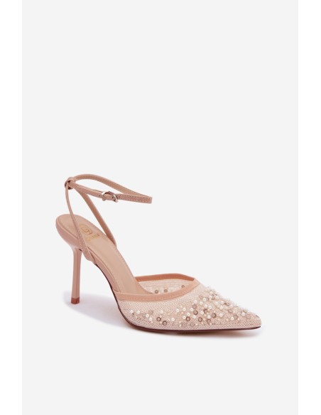 Women's High Heel Sandals Made of Eco Leather Beige Sedira