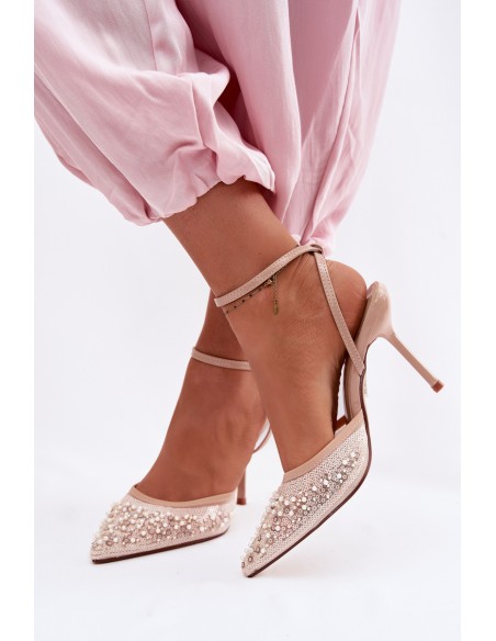 Women's High Heel Sandals Made of Eco Leather Beige Sedira