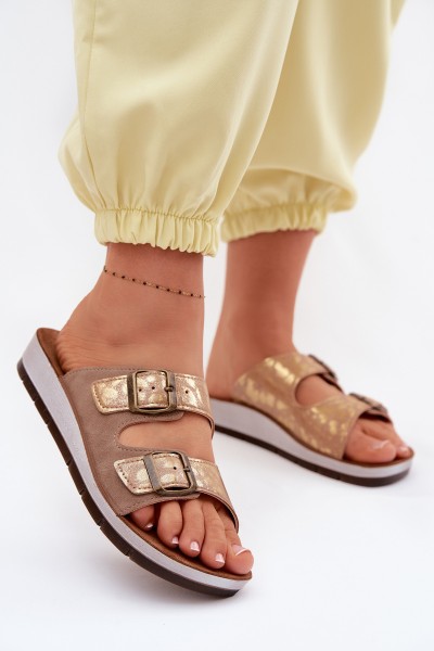 Women's Beige Slippers With Buckles Inblu CP000063