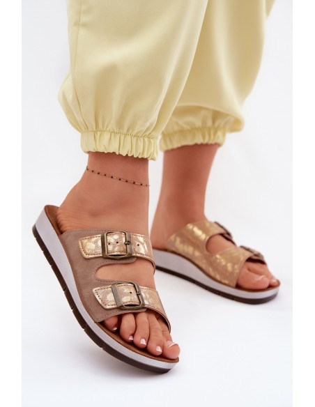 Women's Beige Slippers With Buckles Inblu CP000063
