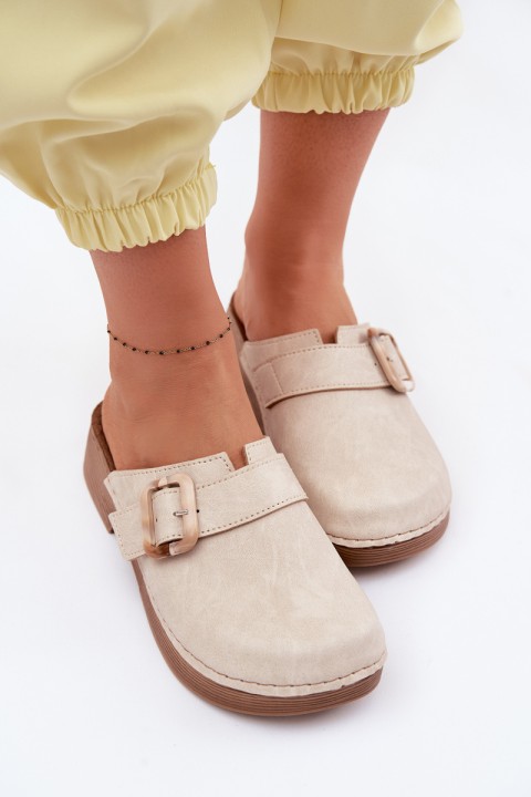 Women's Clogs with Buckle Inblu TF000003 Light Beige