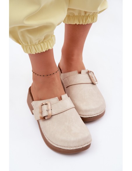 Women's Clogs with Buckle Inblu TF000003 Light Beige