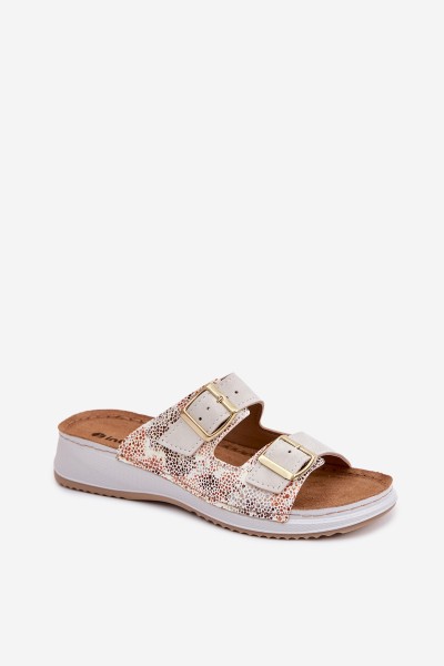 Women's Light Beige Slides With Buckles Inblu SD000001 2