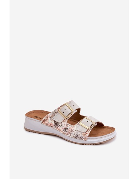 Women's Light Beige Slides With Buckles Inblu SD000001