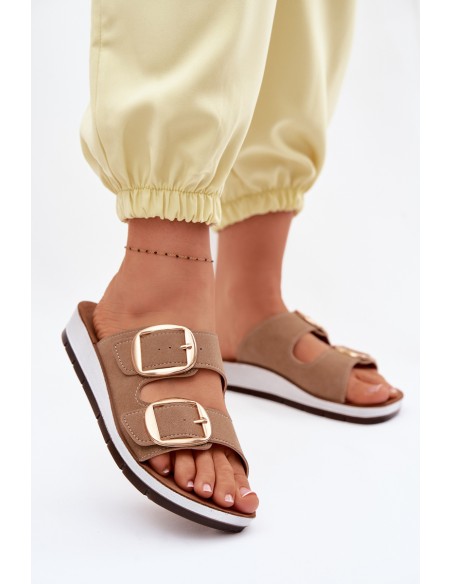 Women's Slippers With Gold Clips Inblu CP000061 Light Brown