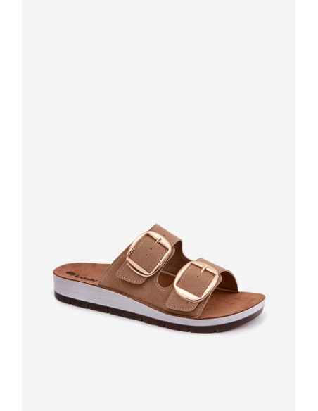 Women's Slippers With Gold Clips Inblu CP000061 Light Brown