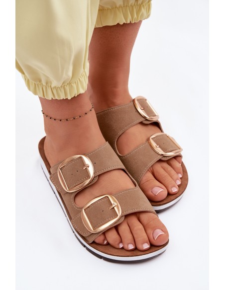 Women's Slippers With Gold Clips Inblu CP000061 Light Brown