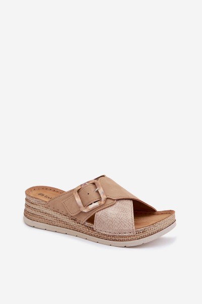 Women's Platform Sandals With Decorative Buckle Inblu RV000012 Brown 2