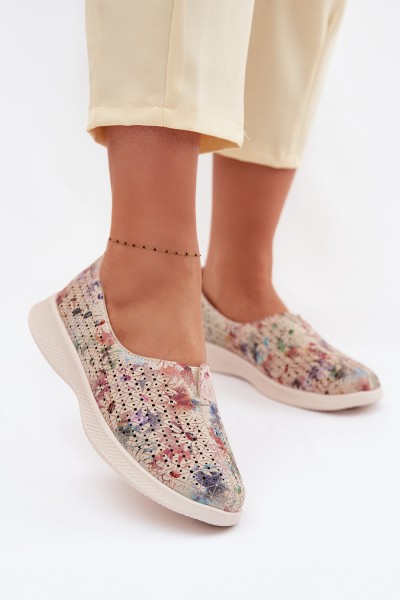 Suede Perforated Women's Loafers Multicolor Eliva