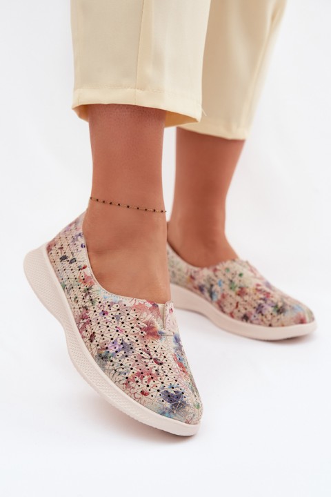 Suede Perforated Women's Loafers Multicolor Eliva