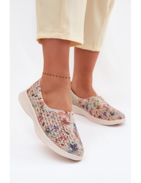 Suede Perforated Women's Loafers Multicolor Eliva