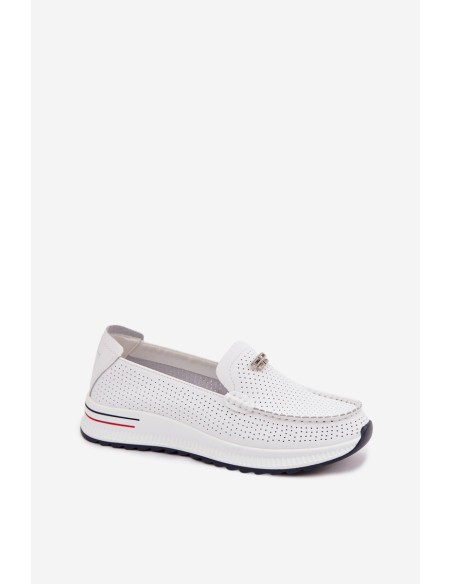 Women's Moccasins Made of Natural Leather White Demela
