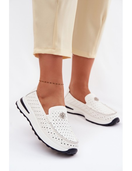 Women's Perforated Leather Loafers Kemela