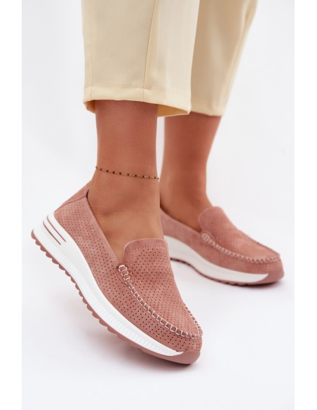 Pink Suede Women's Loafers Pevina