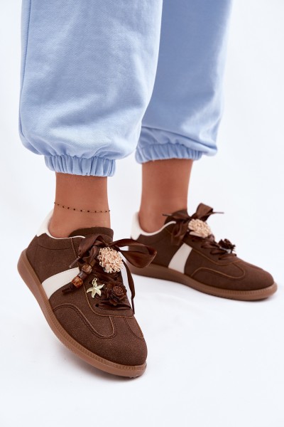 Women's Sneakers With Decorations Chocolate Lelora