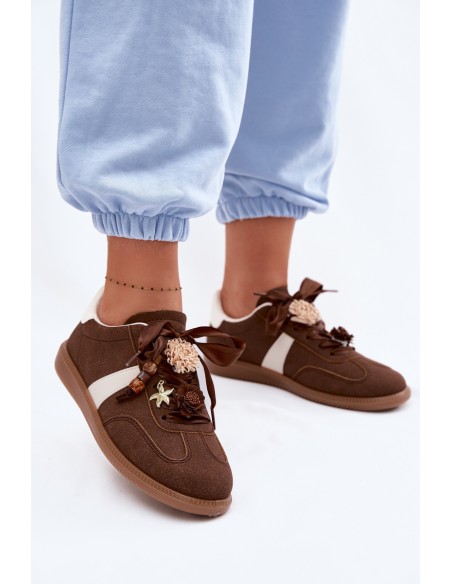 Women's Sneakers With Decorations Chocolate Lelora