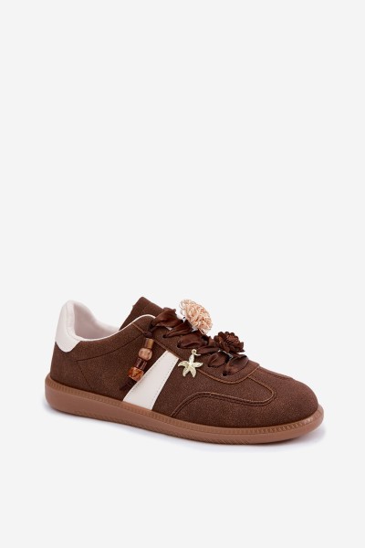 Women's Sneakers With Decorations Chocolate Lelora 2