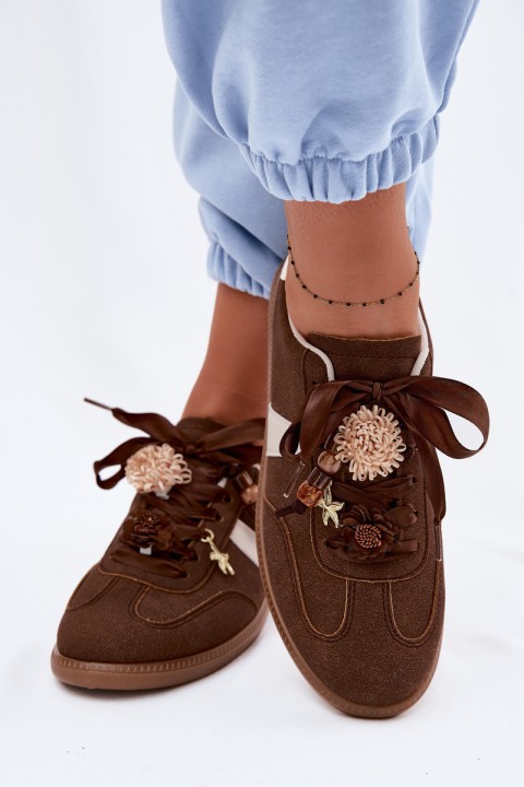 Women's Sneakers With Decorations Chocolate Lelora