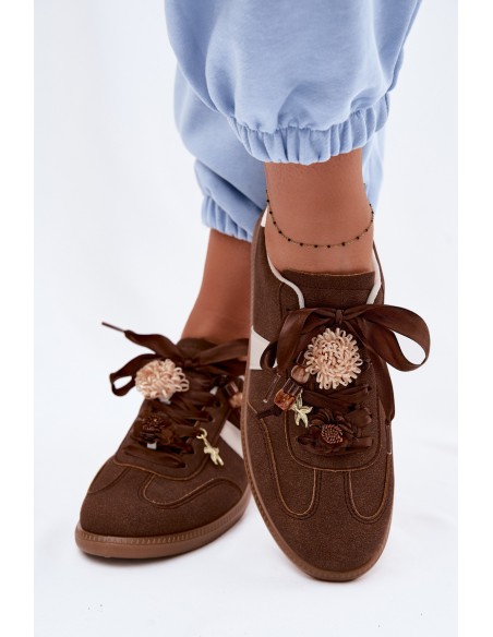 Women's Sneakers With Decorations Chocolate Lelora