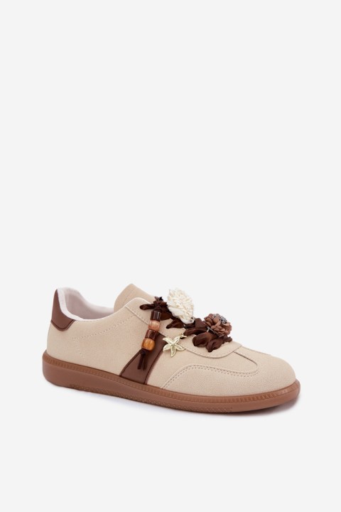 Women's Sneakers With Decorations Beige Lelora