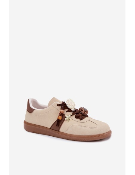 Women's Sneakers With Decorations Beige Lelora