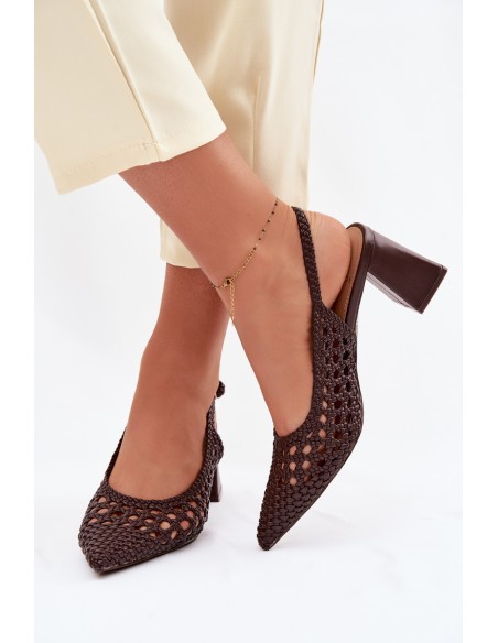 Women's Block Heel Chocolate Sandals Kedira