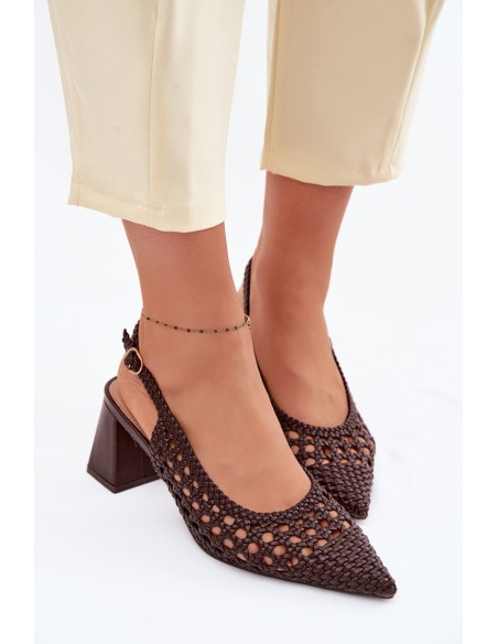 Women's Block Heel Chocolate Sandals Kedira