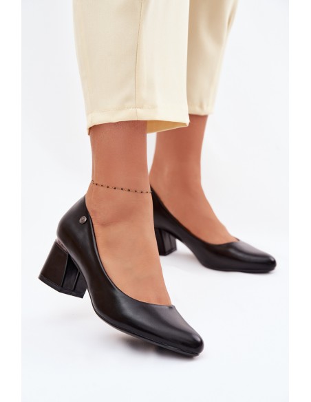 Vinceza Block Heel Shoes 62292 Black