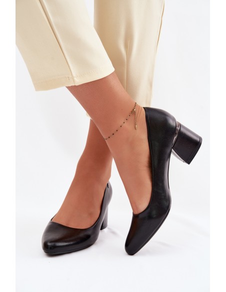 Vinceza Block Heel Shoes 62292 Black