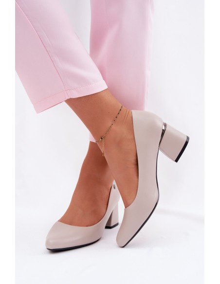 Vinceza Block Heel Shoes 62292 Grey