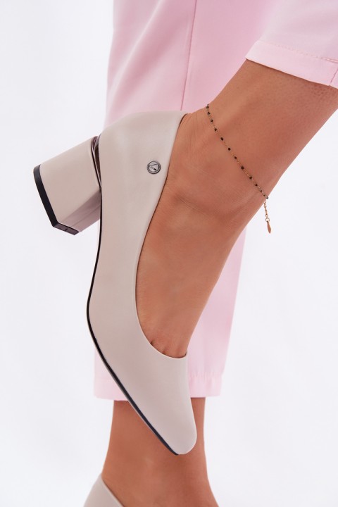 Vinceza Block Heel Shoes 62292 Grey