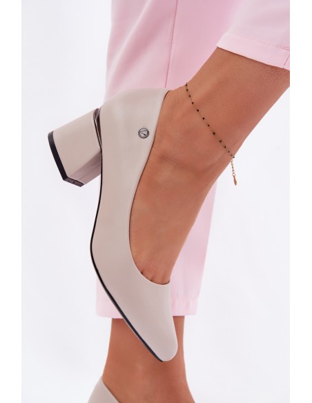 Vinceza Block Heel Shoes 62292 Grey