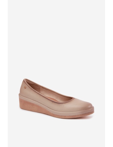 Leather Women's Platform Shoes Vinceza Beige