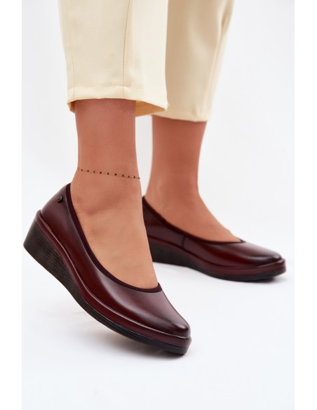 Leather Women's Platform Shoes Vinceza 39987 Bordeaux