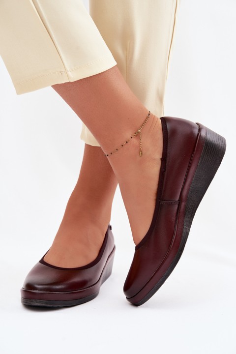 Leather Women's Platform Shoes Vinceza 39987 Bordeaux