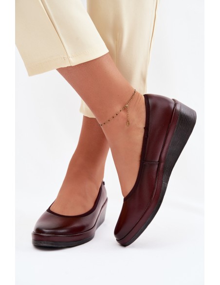 Leather Women's Platform Shoes Vinceza 39987 Bordeaux