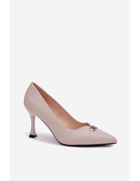 Vinceza Heels with Decorative Detail Light Gray