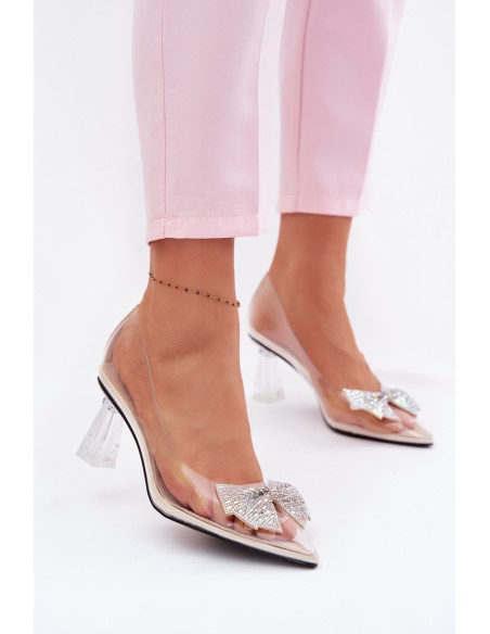 Transparent Heels With Bow Vinceza Beige