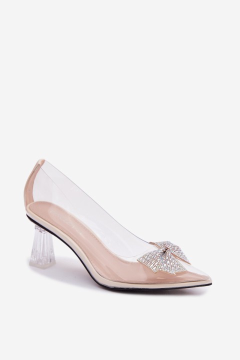 Transparent Heels With Bow Vinceza Beige