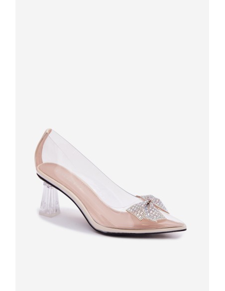 Transparent Heels With Bow Vinceza Beige