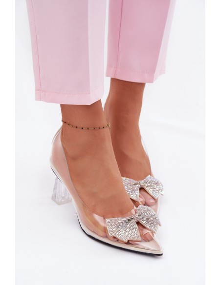 Transparent Heels With Bow Vinceza Beige