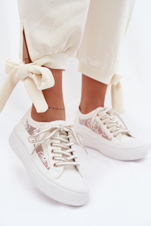 Women's Lace Sneakers On Platform Lee Cooper LCW-26-44-4480 White